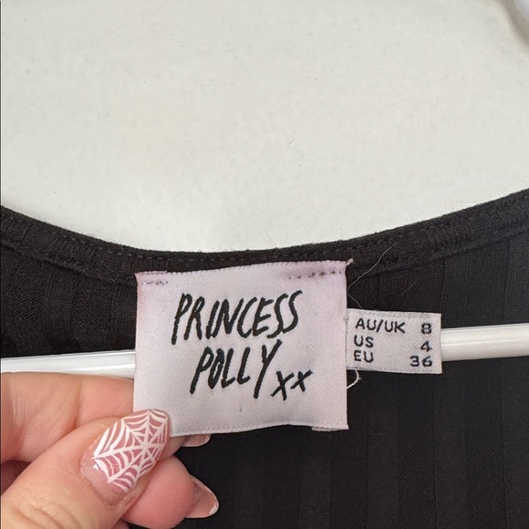 Princess Polly Black Ribbed Crop Top - Picture 2 of 5